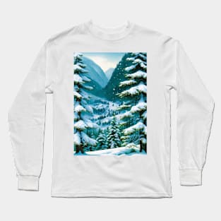 View of a Snowy Tundra Valley from a Low Hill Long Sleeve T-Shirt